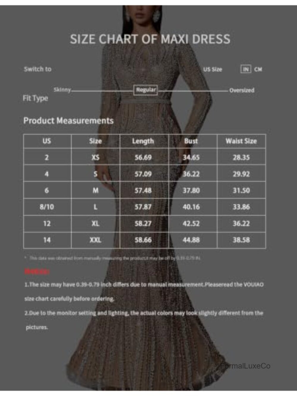 Women Sequin Mermaid Evening Gown Beaded Long Sleeve Formal Prom Dress - Picture 5 of 6